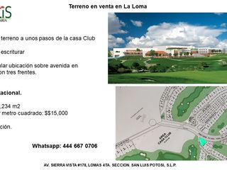 Excelente terreno en venta dentro de Privada La Loma a lado del Club SLP
