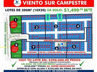 VIENTO SUR CAMPESTRE, Terrenos en VENTA de 200 m2 en $1,290 el m2, (IR)