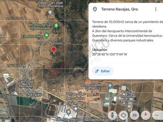 1020-23225 Se Vende Terreno de 10,000m2 en Navajas, Queretaro (2km del Aeropuerto Intercontinental de Querétaro)