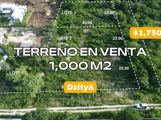 Terreno Venta Mérida, 1 Lote disponible de 25 x 40, zona alta plusvalía, Dzityá