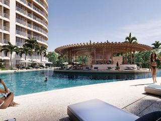 Condominio de lujo con terraza, bar, petfriendly, alberca en venta Cancún.