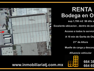 Bodega Industrial/ Comercial  de renta en Otay