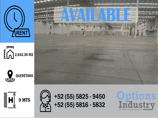 Industrial warehouse rental available in Querétaro