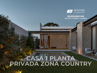 Casa en venta Mérida, Rocío Country Living, una sola planta con alberca