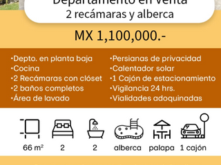 Departamento en venta en Puebla Cuautlancingo coronango