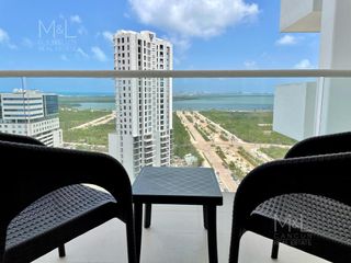 Departamento en Venta 1 recámara amueblado en Cancún, Torre Miami en Malecon Américas