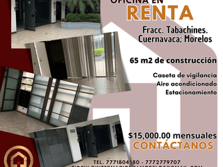 Oficina en renta en Fracc. Tabachines, Cuernavaca; Mor. Cod. 226