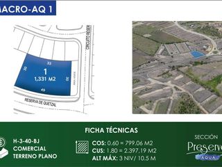 Terrenos Comerciales (1,331m2) Gran Reserva, Preserve Juriquilla, Qro76. $6mdp