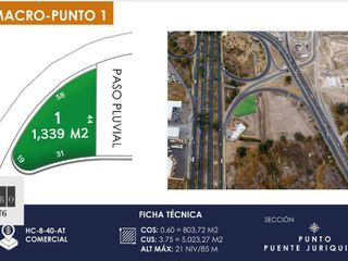 Terrenos Comerciales (1,339m2) Paseo de la Republica (Juriquilla), Qro76. $18mdp