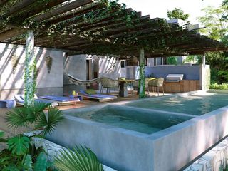 Casa en venta en Aldea Zama, Tulum, Quintana Roo. 5 recámaras, 6 baños, jardín con alberca, amenidades, etc.