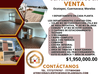 Departamentos en condominio, Ocotepec, Cuernavaca; Morelos