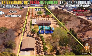 VENTA DE TERRENO EN SAN ANTONIO DE LAS MINAS, ENSENADA, BC., EN LA RUTA DEL VINO
