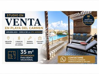 Studio en venta en Playa del Carmen amueblado cerca de la 5ta Avenida