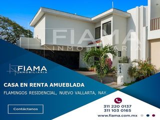 CASA EN RENTA AMUEBLADA EN FLAMINGOS RESIDENCIAL, NUEVO VALLARTA, NAYARIT. (F)