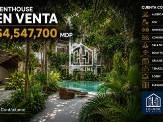 Penthouse en venta 1 habitacion en Tulum con alberca coworking gimnasio spa temazcal sala de yoga
