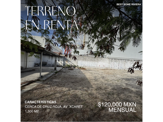 Terreno de 1,500 m2 en renta cerca de la cruz roja, Cancún