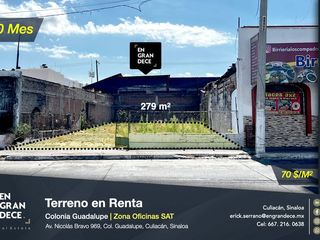 Terreno Comercial en Renta Culiacan Guadalupe Av. Nicolas Bravo