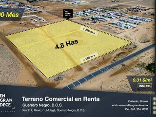 Terreno en Renta 4.8 Has. a pie de carretera con amplio frente y accesos ideal para Industria o comercio VIC.INM193