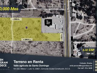 Terreno industrial en renta en Cd. Constitución, B.C.S. con frente a carretera junta a planta de Gas LP. VIC.INM190