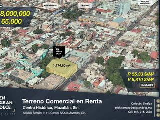 Terreno Comercial en Renta Mazatlán Sinaloa Zona Centro Primer Cuadro Zona Plazuela Machado Mercado Catedral VIC.INM023