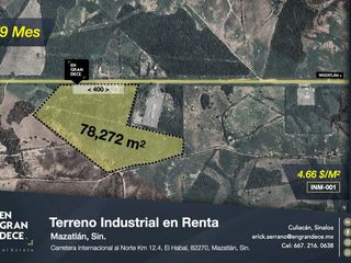 Terreno en Renta en El Habal, Mazatlán, Sinaloa, en la entreada a Mazatlán VIC.INM001