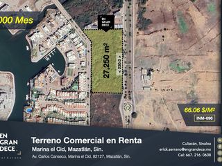 Terreno Comercial en Renta, Marina el Cid, Mazatlán, Sinaloa VIC.INM096