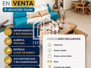 Departamento en Venta Tulum 2 recamaras con alberca