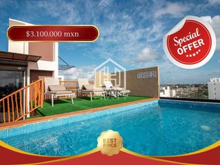 Departamento en Playa del Carmen de 1 habitacion amueblado a 600 M. del mar. ROI DE USD1.000 AL MES