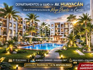 Departamentos en Venta de 3 Recamras en Av. Huayacán Cancún | Alberca, Gym y Seguridad