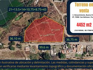 Terreno en Venta Frente a Laguna y BUAP 2 en San Buena Vista San Baltazar Tétela