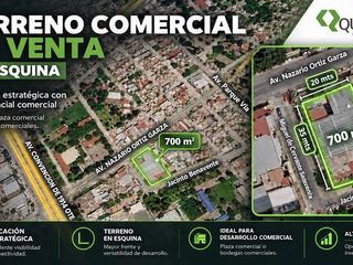Terreno comercial en venta en aguascalientes, Santa Anita 700m2 en esquina