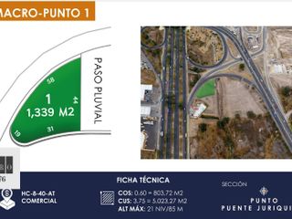Terrenos Comerciales (1,339m2) Paseo de la Republica (Juriquilla), Qro76. $20mdp