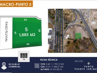 Terrenos Comerciales (1,983m2) Paseo de la Republica (Juriquilla), Qro76. $22mdp