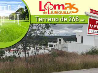 En Venta Terreno en Lomas de Juriquilla de 268 m2 para hacer tu nuevo hogar !!