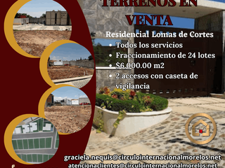 Terreno de 300 m2 en Residencial Lomas de Cortes, Ahuehuetitla, Morelos. Cod. 173