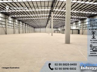 Industrial warehouse rental opportunity in Tonanitla