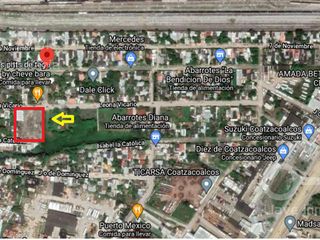 Venta y Renta de Terreno Comercial con 3,000 m2 en esquina de Calle Leona Vicario, Col. Héroe de Nacozari, Coatzacoalcos, Ver.