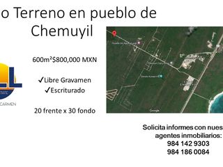 Oportunidad! Terreno en Venta en Pueblo de Chemuyil, Quintana Roo
