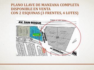 AV. SAN ROQUE VENTA TERRENO 8,615 m2, ESQUINA, 3 frentes, COMERCIAL, Inversionis