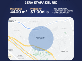 6,000 m2 Terreno comercial  en renta tercera etapa del Rio