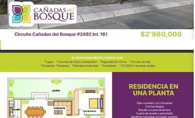 Casa Nueva Una Planta Cañadas del Bosque 2492, L2-14, con 4 Recamaras, Jardin.