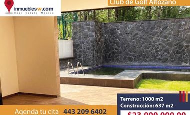 CASA RESIDENCIAL EN VENTA EN CLUB Y DENTRO DEL CAMPO DE GOLF ALTOZANO MORELIA