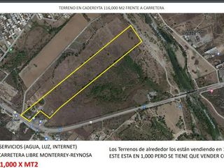 Terreno Comercial En Venta Sobre la Carretera Juárez-Cadereyta