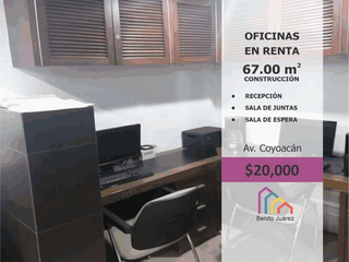Renta de Oficinas en Av Coyoacan, Benito Juarez