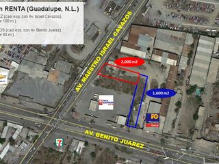 2 TERRENOS COMERCIALES RENTA AV BENITO JUAREZ e ISRAEL CAVAZOS Gpe ESTRATÉGICO