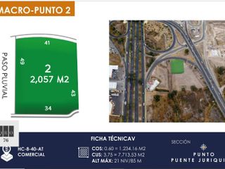 Terrenos Comerciales (2,057m2) Paseo de la Republica (Juriquilla), Qro76. $23mdp
