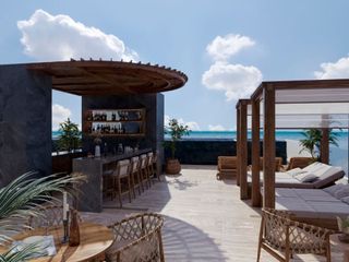 Departamento frente al mar con terraza grande con clib de playa en venta Cancun.