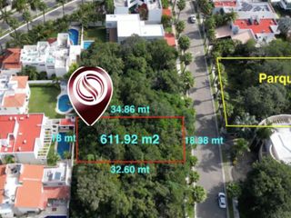 Terreno en Villa Magna vista al parque, con cancha de futbol, basquetbol y area de juegos infantiles, venta en Cancun.