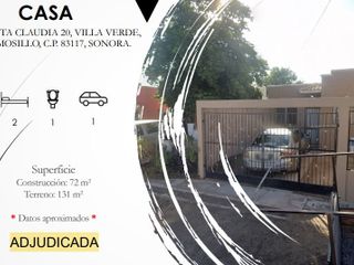 EA CASA EN VENTA DE RECUPERACION BANCARIA UBICADA EN Sta. Claudia 20, Villa Verde, 83318 Hermosillo, Son.