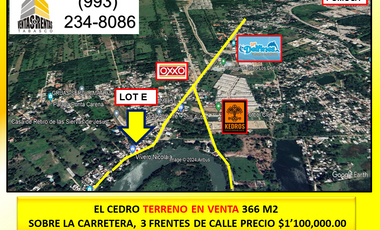 Terreno Comercial en Venta en El Cedro en Villahermosa Tabasco
